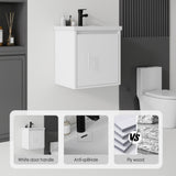 20" Floating Bathroom Vanity Combo With Wall Cabinet, Ceramic Sink & Soft Close Doors - White