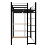 Bunk Bed With L-Shaped Desk And Dual Side Stairs