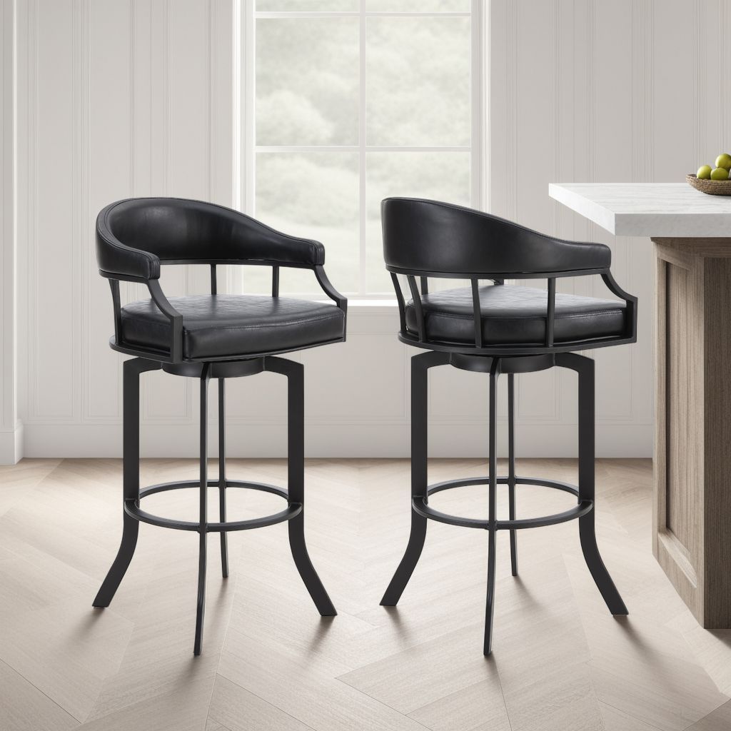 Pharaoh - Swivel Powder Coated And Faux Leather Metal Bar Stool
