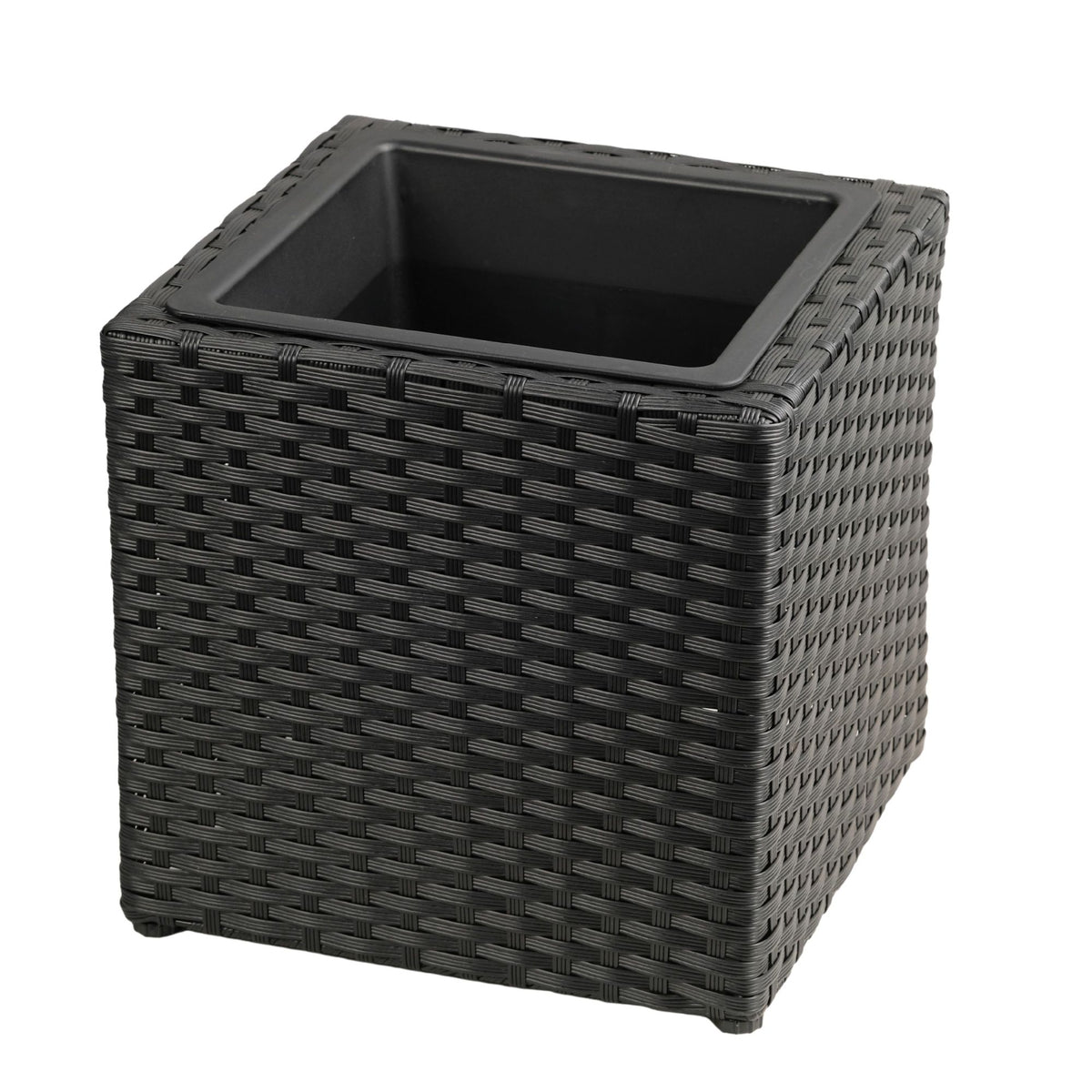 Cubic Planter Box, Plant Pot With Insert Indoor Outdor - Black