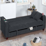 Modern Convertible Sofa With Hidden Storage USB Port, Cup Holder