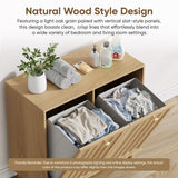 Sloping Laundry Basket With Removable Inner Bin, Concealed Storage Cabinet For Bathroom - Oak