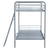 Long Beach - Twin Over Twin Bunk Bed With Built In Guardrails And Angled Ladder - Silver