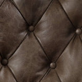 Dasan Dark Brown Top Grain Leather & Iron Swivel Office Chair
