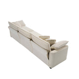 Mid-Century Modern 3 Seater Sectional Sofa With Arm And Throw Pillows