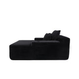 Convertible Chaise Lounge Chair With Wide Armrest & Throw Pillows - Black