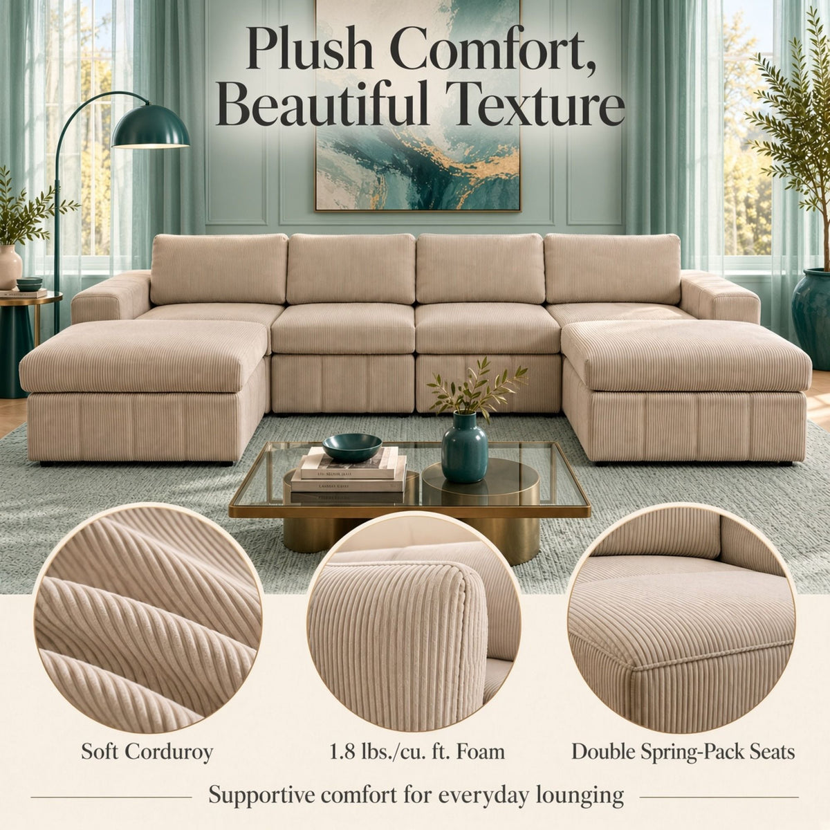Modular Sectional Sofa, Reversible Set