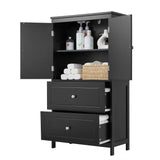 Bathroom Storage Cabinet With 2 Doors And Drawers, Adjustable Shelf