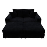 Deep Seat Convertible Sofa With Soft Pillows And Ottomans