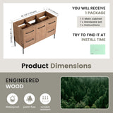 46" Freestanding Bathroom Vanity With Soft Close Doors And 4 Drawers, (Vanity Only) - Imitative Oak
