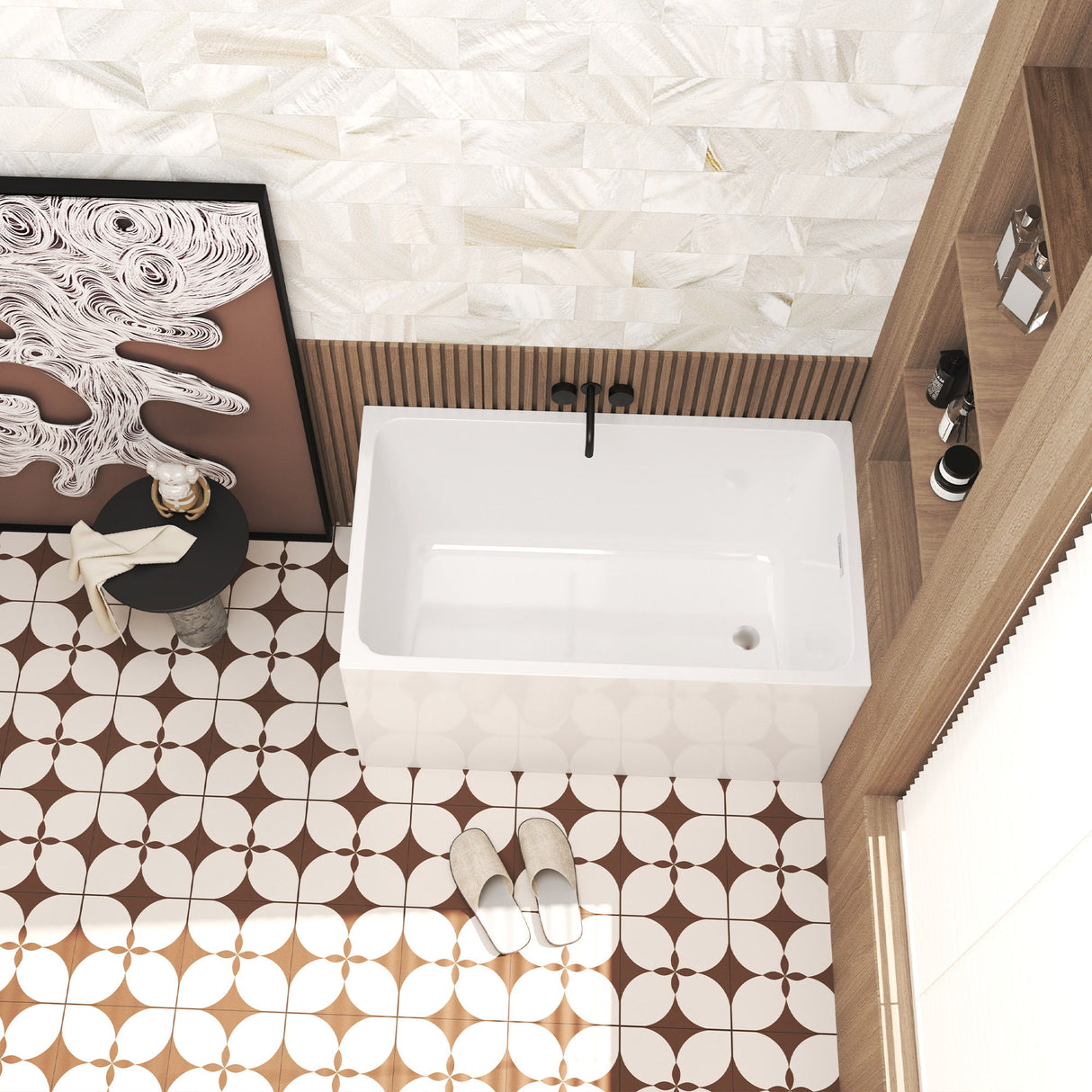 Freestanding Bathtub With Drain, Rectangular Shape