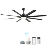 72" Large Design Ceiling Fan With Smart Remote Control, 6 Wind Speed DC Motor For Living Room - Black