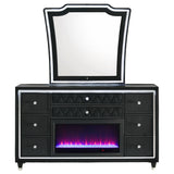 Mika - 8 Drawer LED Dresser And Mirror Set - Black