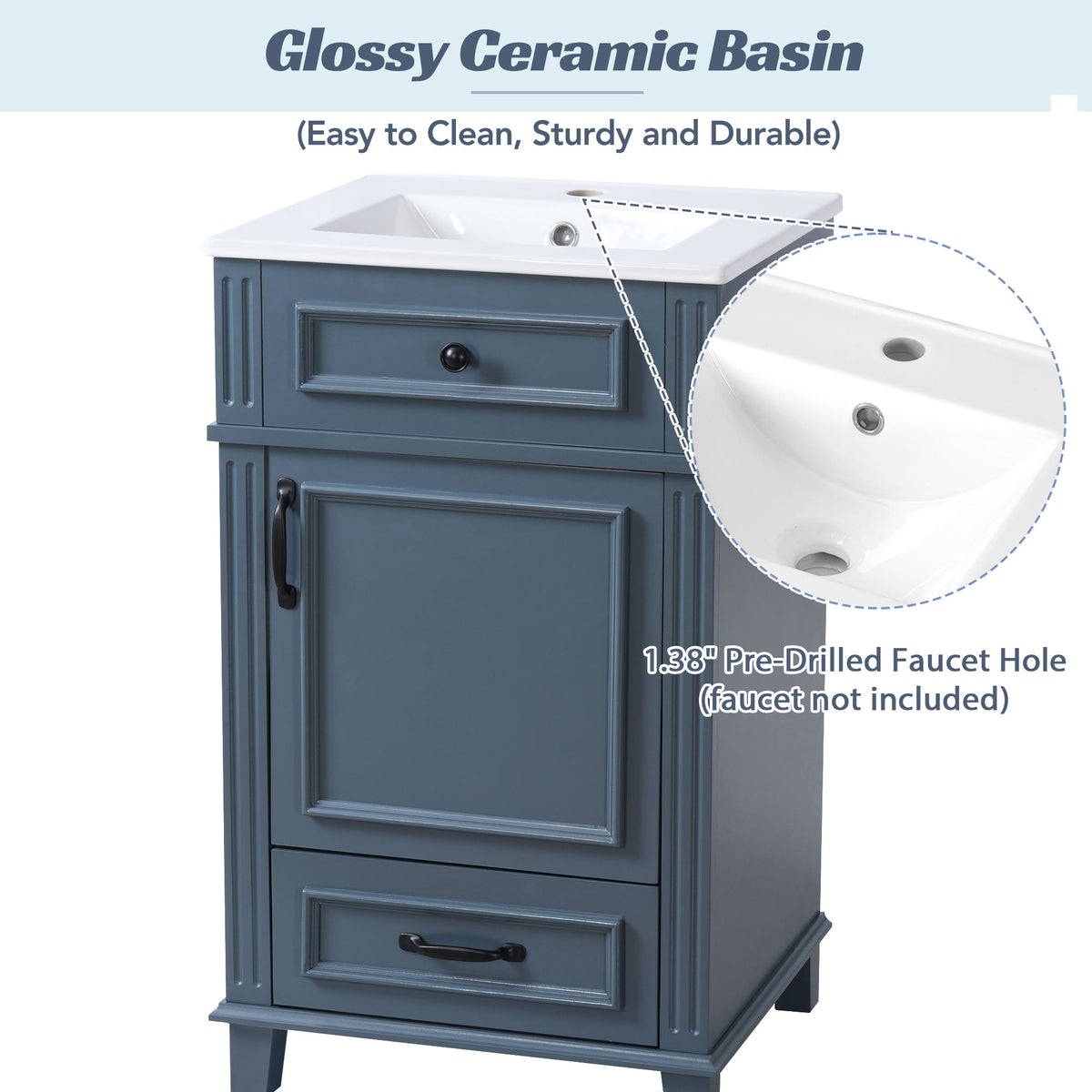 Bathroom Vanity With Sink, Drawer & Soft Closing Door