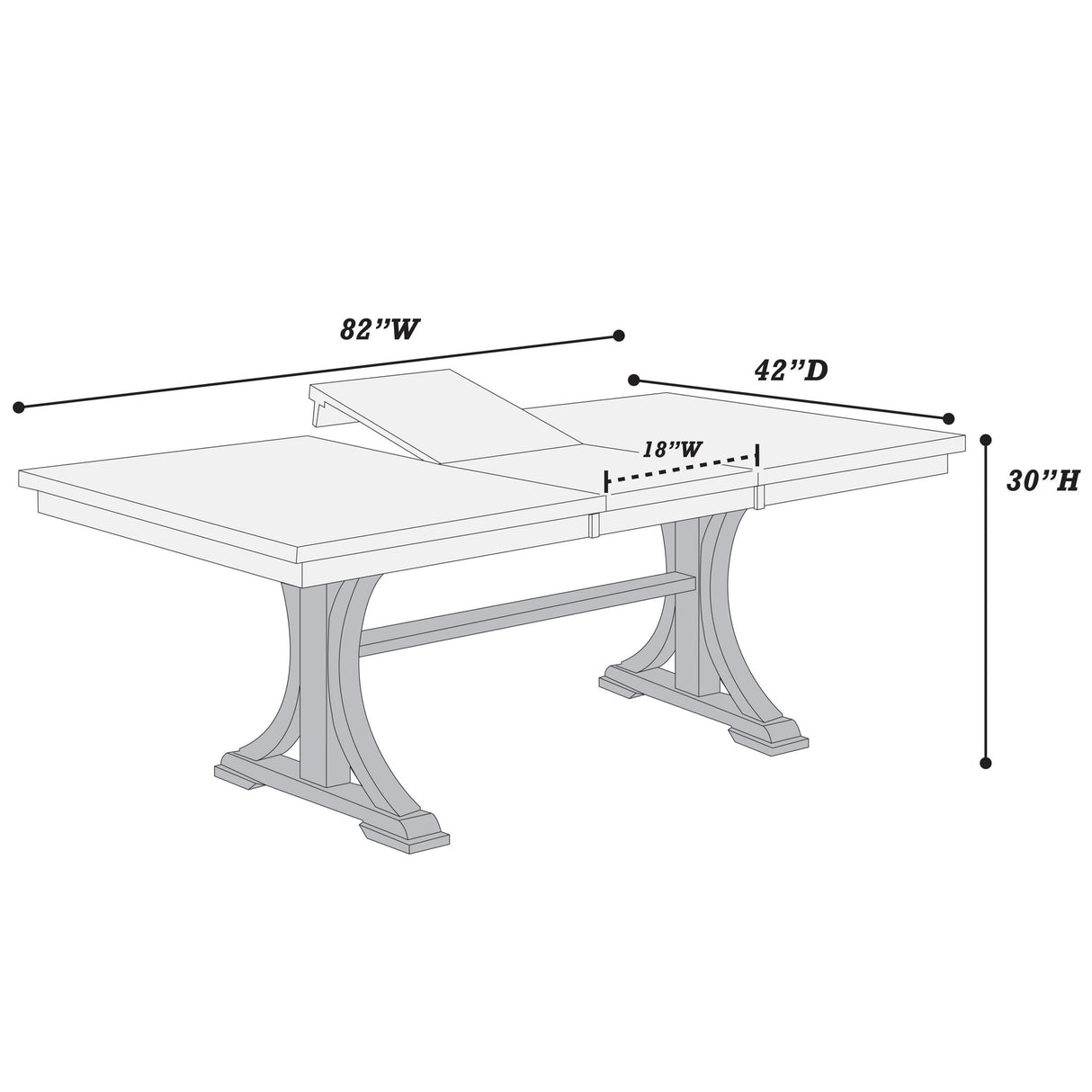 7 Piece Dining Set, Table And 6 Side Chairs, Table With Trestle Base - Black / Charcoal / White