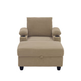 Accent Chair With Storage Ottoman, Reclining Single Chaise Lounge With Cupholders And USB, C Ports