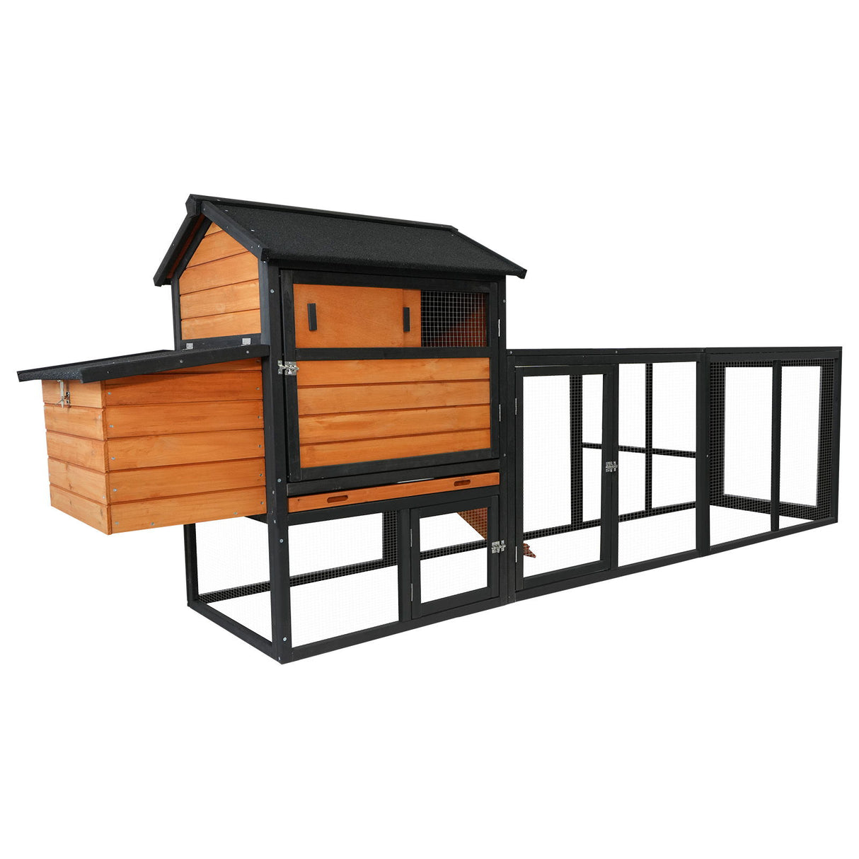 Chicken Coop, Large Outdoor Hen House With Run And Nesting Box Poultry Cage