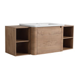 Wall Mounted Bathroom Vanity With Sink, Storage Shelves & Soft Close Door
