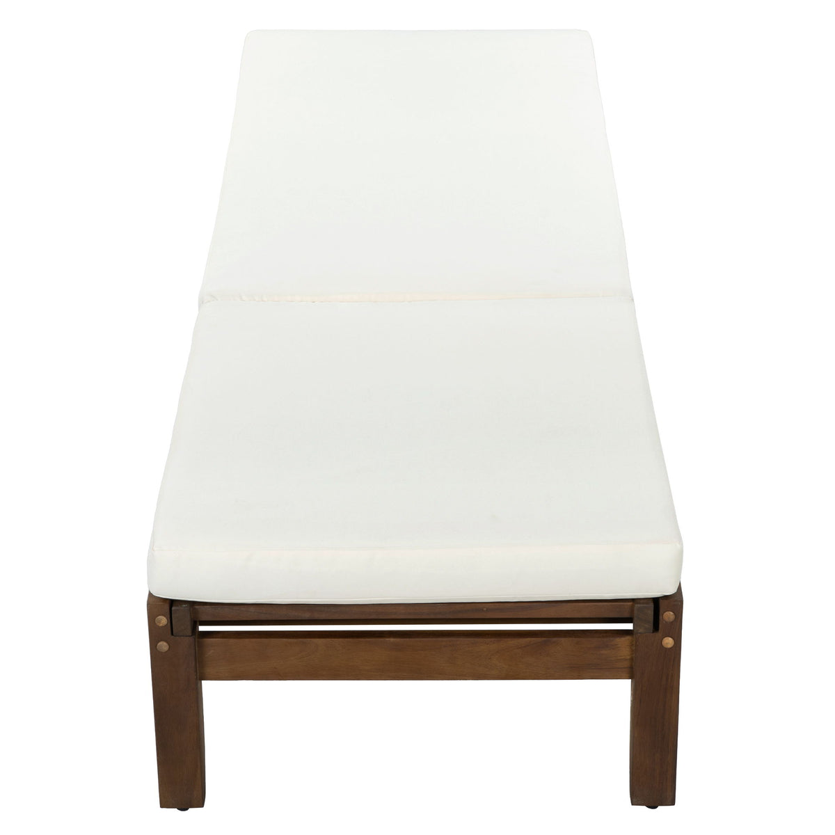 Adjustable Outdoor Patio Lounge Chair Chaise Lounge - Beige / Walnut