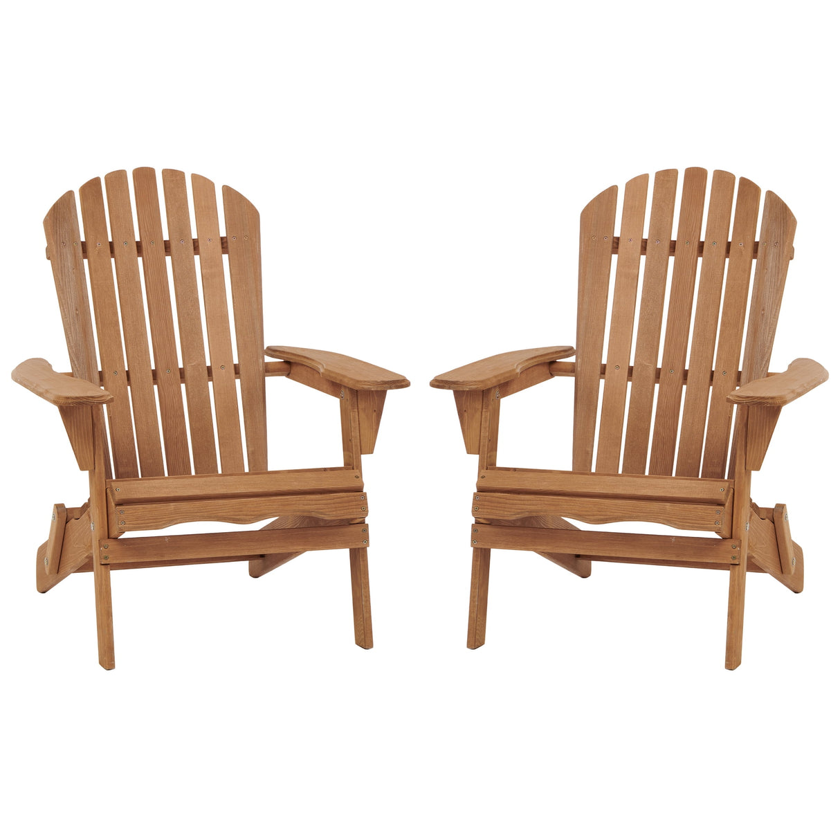 2-Piece Folding Adirondack Chair Set Hemlock Wood Light Brown