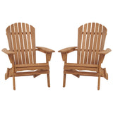 2-Piece Folding Adirondack Chair Set Hemlock Wood Light Brown