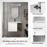 Wall Mounted Bathroom Vanity With Sink, 2 Soft Close Doors, Cabinet & Half Door
