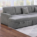 Convertible Sectional Upholstered Sleeper Sofa With Storage Chaise
