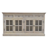 Glazed Sideboard Buffet Storage Cabinet Solid Mango Wood 65x35in Gray