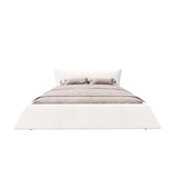 King Size Platform Bed With Special-Shaped Headboard - Cream