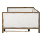 Full Size Daybed With Trundle And Nailhead Decoration - Wood