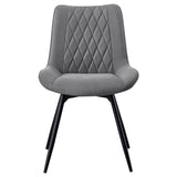 Vellux - 5 Piece Round Dining Table Set With Concrete Top Upholstered Chairs - Gunmetal