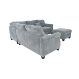 Modern Sectional Set With Corner Wedge, Loveseat, Ottoman & 2 Pillows