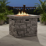 Outdoor Fire Pit Table Garden Heater Square Magnesium Oxide 30x24in Dark Gray