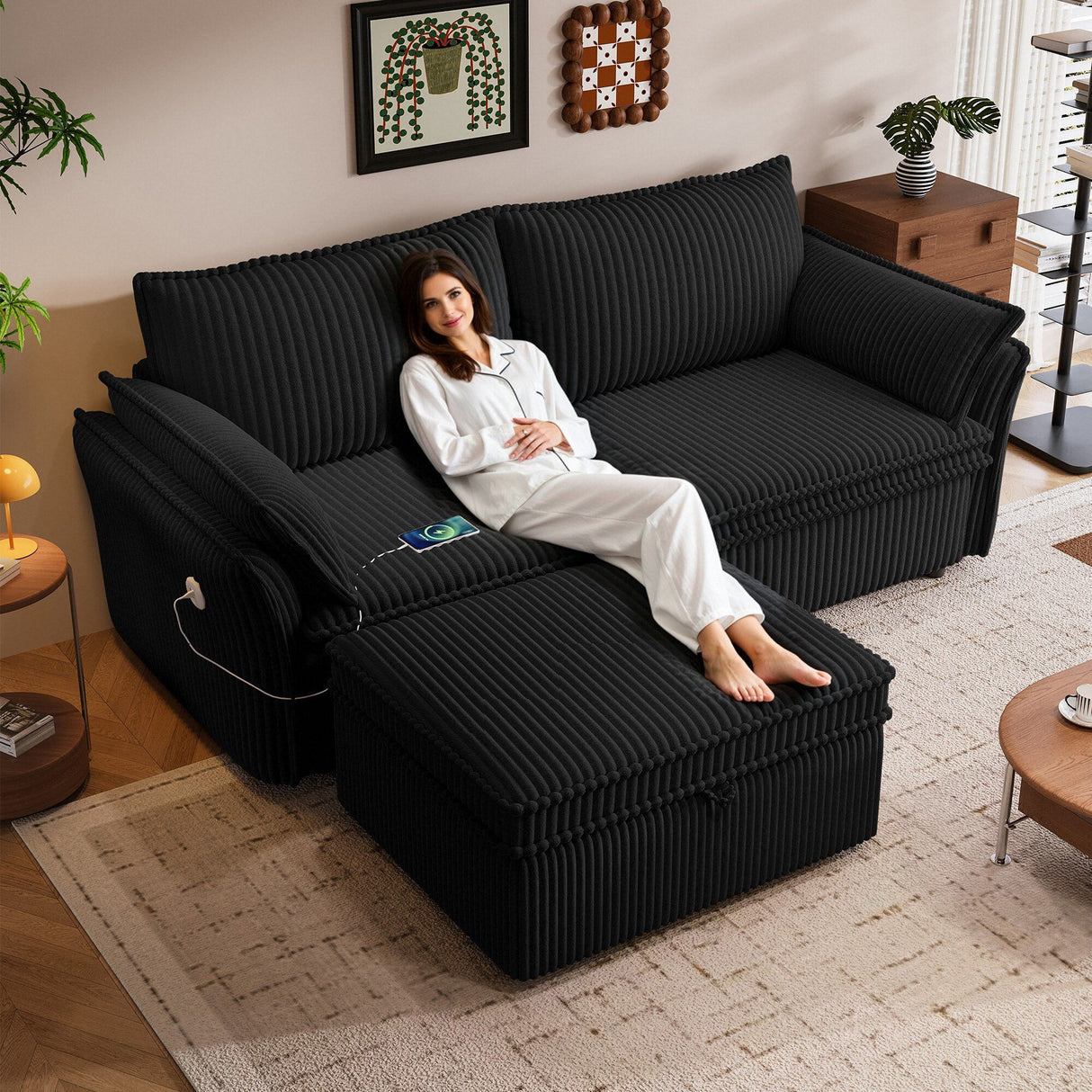 2 In 1 Convertible Sofa Bed, Multi Functional Living Room Furniture