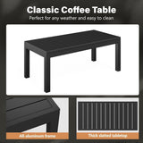 All Weather Slatted Outdoor Coffee Table For Garden - Black