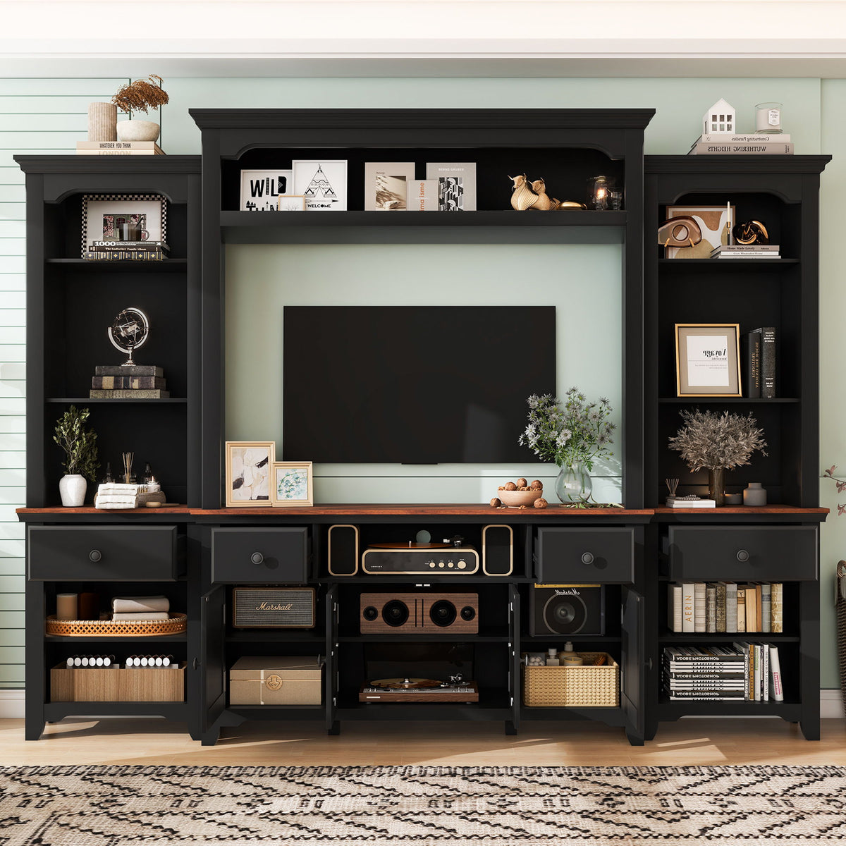 Extra Large TV Stand, Entertainment Center With Storage Cabinets