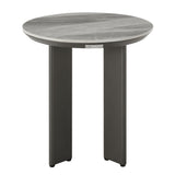 Ciela - Outdoor Round Sintered Stone Side Table With Pedestal Aluminum Base - Dark Bronze