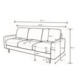 Modern Upholstered 3‑Seat Sofa Couch, Polyester Fabric Sofa With Accent Pillows, Loose Back Cushion For Living Room Apartment - Dark Blue