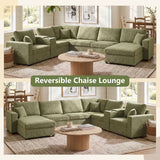 Modular 5 Seat U-Shape Sectional Sofa With Chaise Lounge, Built In Cup Holders And Storage Drawer