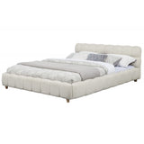Queen Size Upholstered Platform Bed Frame - Beige