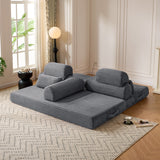 Convertible Sleeper Sofa With & Side Storage Pocket, Foldable Upholstered Couch For Living Room