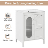 Modern Bathroom Vanity With Sink, Cabinet With 2 Drawers And Door, Adjustable Shelf