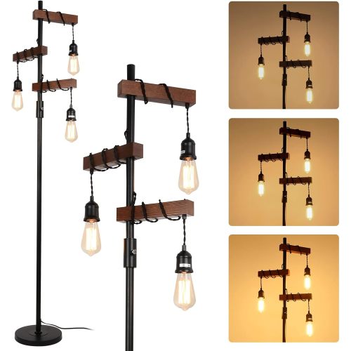 Dimmable Industrial 3-Light Tree Floor Lamp