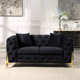 Loveseat With Diamond Button Tufting, Matching Throw Pillows