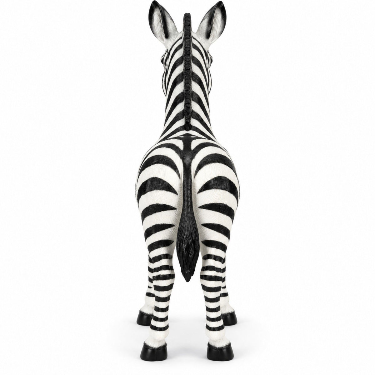 Standing Zebra Garden Statue, Animal Sculpture With 2 Ground Stakes For Outdoor Decor - Black White