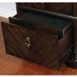Nightstand With Carved Details, 2 Drawer - Espresso