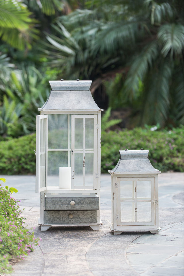 Wooden Candle Lantern Decorative, Hurricane Lantern Holder Decor For Indoor Outdoor, Home Garden Wedding - Ivory - Lanterns - Alpine Outlets