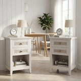 Nightstands With 2 Drawers, Bedside Tables For Small Spaces (Set of 2) - White