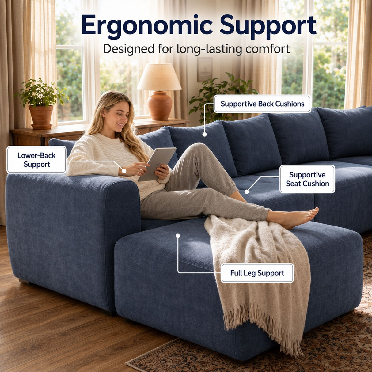 8 Seater U-Shaped Couch With Ottoman