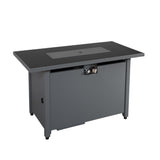 Outdoor Fire Pit Table Patio Heater with Heat Resistant Smoked Glass 22x25in Black